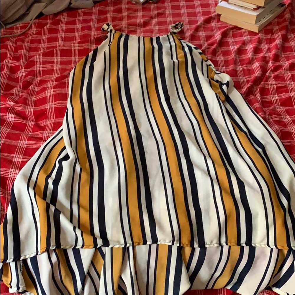 Flirty Nautical Chiffon Hi-Low Dress